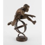 The Hurdler by Diana Thomson, 1984 limited edition 2/8 bronze casting of an athlete hurdling the