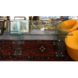 Large modern glass dining table, in three pieces, width: 100cm, height: 75cm, length: 160cm.