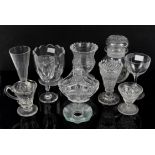 Small selection of 19th and 20th century glassware to include drinking glasses, basket,