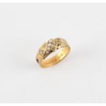 Victorian 15ct gold and enamel seed pearl set mourning ring, Chester 1899 2.81 grams