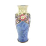 Royal Doulton baluster shaped vase in coloured glazes with floral decoration, 39.5cm high,