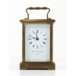 Matthew Norman brass and four glass carriage clock with lever movement, 14.5cm high,