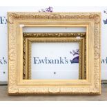 Modern giltwood frame, the aperture 49cm x 59cm, and a painted carved wood frame,