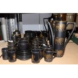 Portmeirion Pottery Lion design coffee wares, including two coffee pots, 15 coffee cans, 32 saucers,