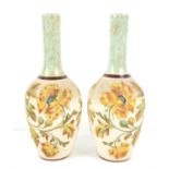 Pair of Franz Anton Mehlem Royal Bonn floral vases, 31 cm high To be sold on behalf of the Princess