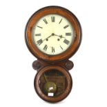 Victorian inlaid 'Superior 8 Day English Made' wall clock, of double circular form,