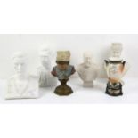 AMENDED DESCRIPTION - Parian ware bust of Edward VII, another of Queen Mary, two plaster busts of
