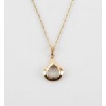 Diamond set 9ct gold pendant and chain 1.94 grams