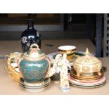 Continental china part tea service, cloisonne vase, Royal Worcester China Works pot pourri etc.,