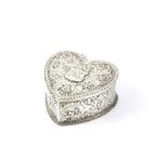 Victorian Novel silver box in the form of a heart Birmingham 1890