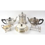 Quantity of silver-plated ware including Muffin dish Biscuit barrel