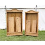 20th century pine open bookcase with bottom drawer together with another similar (2)