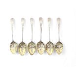 Set of six George the 3rd silver berry bowl spoons by George Wintle London 1806