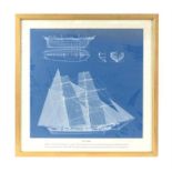 David R. MacGregor, set of three limited-edition maritime sail plan prints, signed in pencil to
