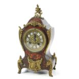 19th century French boulle work and gilt metal mounted table clock, of waisted form with brass