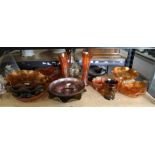 19 items of carnival glass