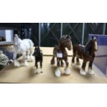 Collection of porcelain horses, including two Beswick horses, and two others, largest H 21cm. (4)