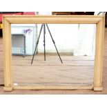 Pine framed overmantel mirror, rectangular, 89 x 118 cm