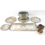 Silver plated ware including wine/champagne bucket bottle coasters and trays