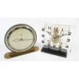 Art Deco lucite clock by R & S, 19cm x 18.5cm x 6cm and a Smiths Sectric Art Deco mantel clock,