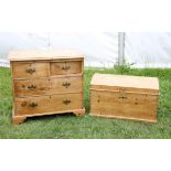 Victorian pine chest with two small over two long drawers and another pine chest (2)