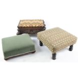 India/Burma carved hardwood footstool and two others, (3),