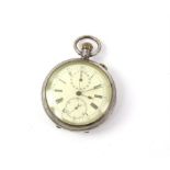 Working, Gentleman’s Swiss silver 935 grade chronograph open face pocket watch