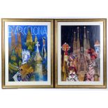 Three framed and glazed Gaudi/Barcelona posters, frame size typically 82 x 58cm. (3)