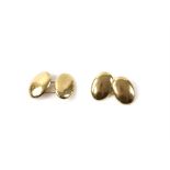 Pair of cufflinks, oval double sided cufflinks, inscription free, in 9 ct yellow gold
