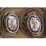 A. Bros Ironstone china in the Imari palette, including dinner plates, serving plates and small