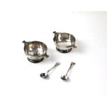 Pair of silver Porringer from silver open salts with spoons 102 grams