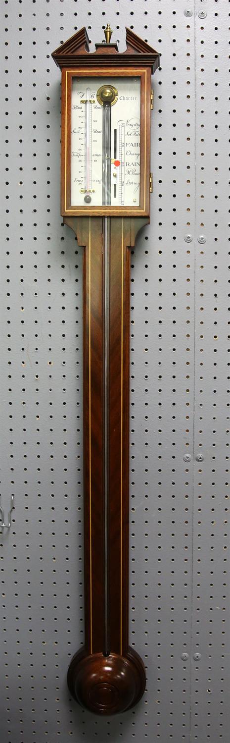 Modern mahogany cased stick barometer, by Charter, 98cm long,