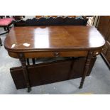 Early 19th century mahogany Wilkinson patent foldover dining table, the hinged D-end top on a