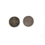 Two Queen Anne coins, shillings 1711