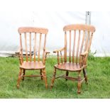 Pair of 19th century elm captain's chairs