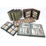 Collection of five albums of postcards ( mostly topographical ) and two albums of cigarette cards