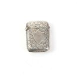 Bright cut Victorian silver vesta case with Vacant shield cartouche Birmingham 1892