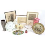 Mixed lot of ceramics, glass and pictures to include Minton, Edward Wyon, Carleton Ware; a