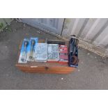 Assortment of tools and bits, grinding disk, anti freeze testers,