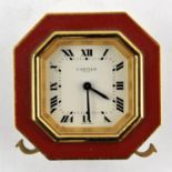 AMENDED DESCRIPTION Cartier, an octagonal cased Alarm Clock with signed dial, applied roman numeral