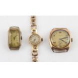 Collection of three watches, including a gold cased wristwatch, the dial is signed R Jacquet Geneve,