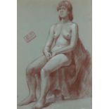 John Hall (British, 1921-2006), female nude study, red chalk heightened with white,