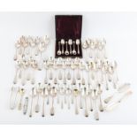 Mixed lot of George III and Victorian flatware, mostly tea spoons, various dates and makers to
