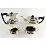 George V silver four piece tea service of compressed oval form by Viner's Ltd, Sheffield 1931