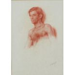 Susan L Crawford (b. 1941), portrait of a young man, red chalk on paper, signed in pencil lower
