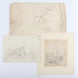 Nineteenth-century English School. Three drawings. Two Cooks by a Table of Food and Drink,