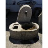 Granite water feature with dolphin form tap, 77 cm high