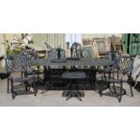 AMENDED DESCRIPTION Black aluminium patio garden set, comprising six chairs, dining table,