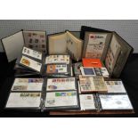 Two boxes of World Stamps in albums, stock books with Great Britain, decimal mint issues and First
