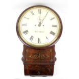 Regency mahogany and brass inlaid drop dial clock, the painted dial inscribed T. Sly Salisbury,